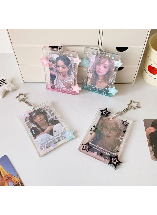 NIBEMINENT 1 - Piece Kpop Photo Card Holder Pendant Key Chain ID Badge Holder ID Card Holder Photo Card Protector for School ID Office ID Access Card for Women Girls - Image 2