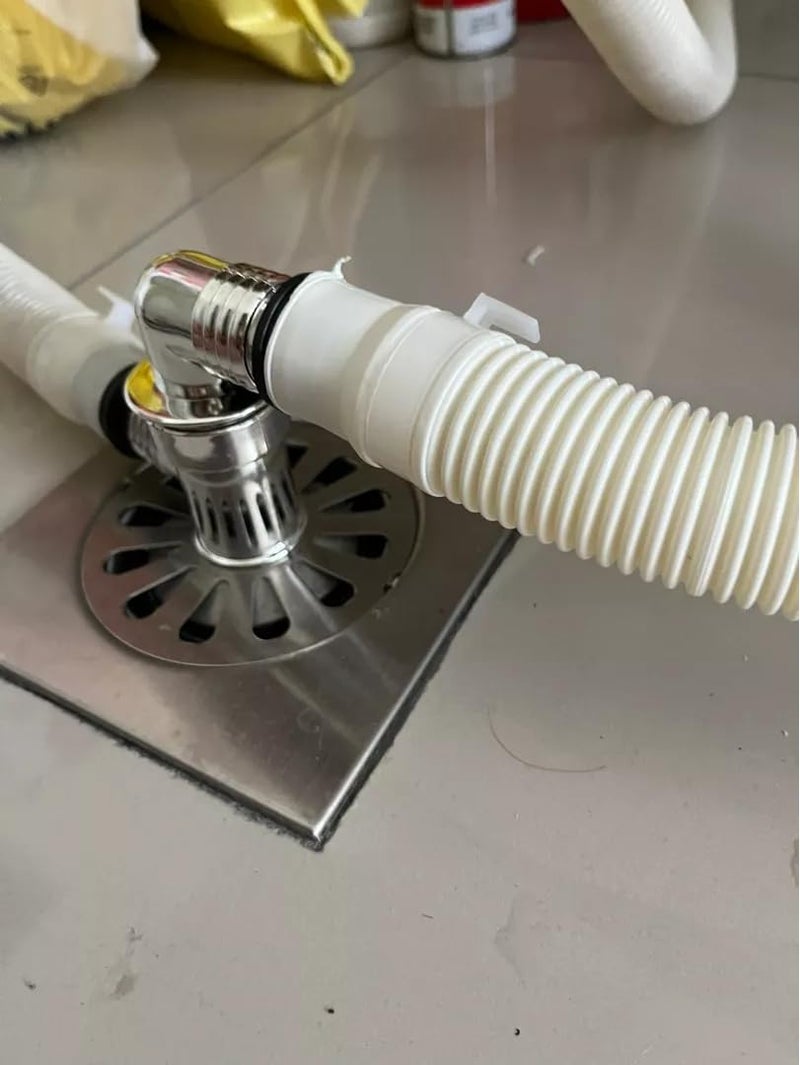Dayish Bathroom Drain Floor Drain Backflow Preventer Floor Water Drain Anti core Overflow Elbow Pipe Connector for Washing Machine Outlet Pipe Connector for Kitchen (F-Shape, with Outer Ring) - Image 4