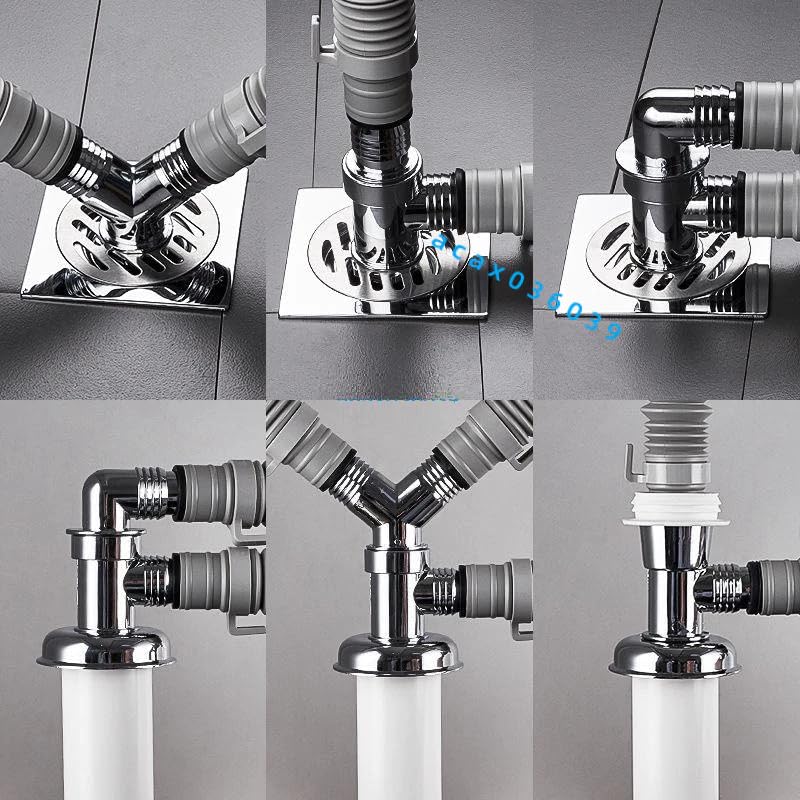 Dayish Bathroom Drain Floor Drain Backflow Preventer Floor Water Drain Anti core Overflow Elbow Pipe Connector for Washing Machine Outlet Pipe Connector for Kitchen (F-Shape, with Outer Ring) - Image 3