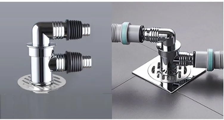 Dayish Bathroom Drain Floor Drain Backflow Preventer Floor Water Drain Anti core Overflow Elbow Pipe Connector for Washing Machine Outlet Pipe Connector for Kitchen (F-Shape, with Outer Ring) - Image 1