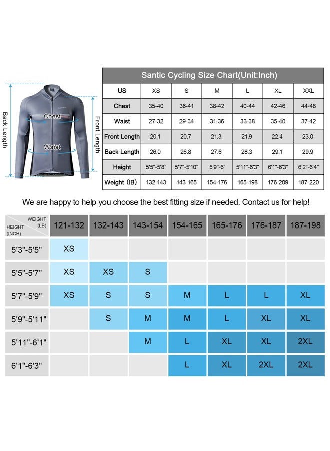 Santic Cycling Jersey Men's Long Sleeve Tops Mountain Bike Shirts Bicycle Jacket with Pockets Dark Grey S - Image 3