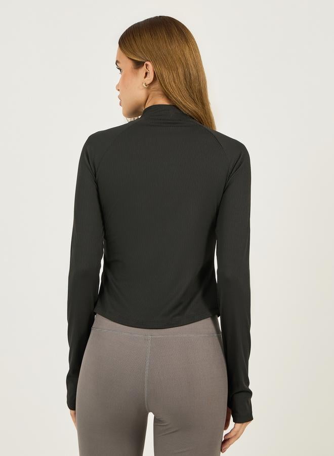 Styli Textured Center Gap Collar Zip Up Jacket  - Image 4