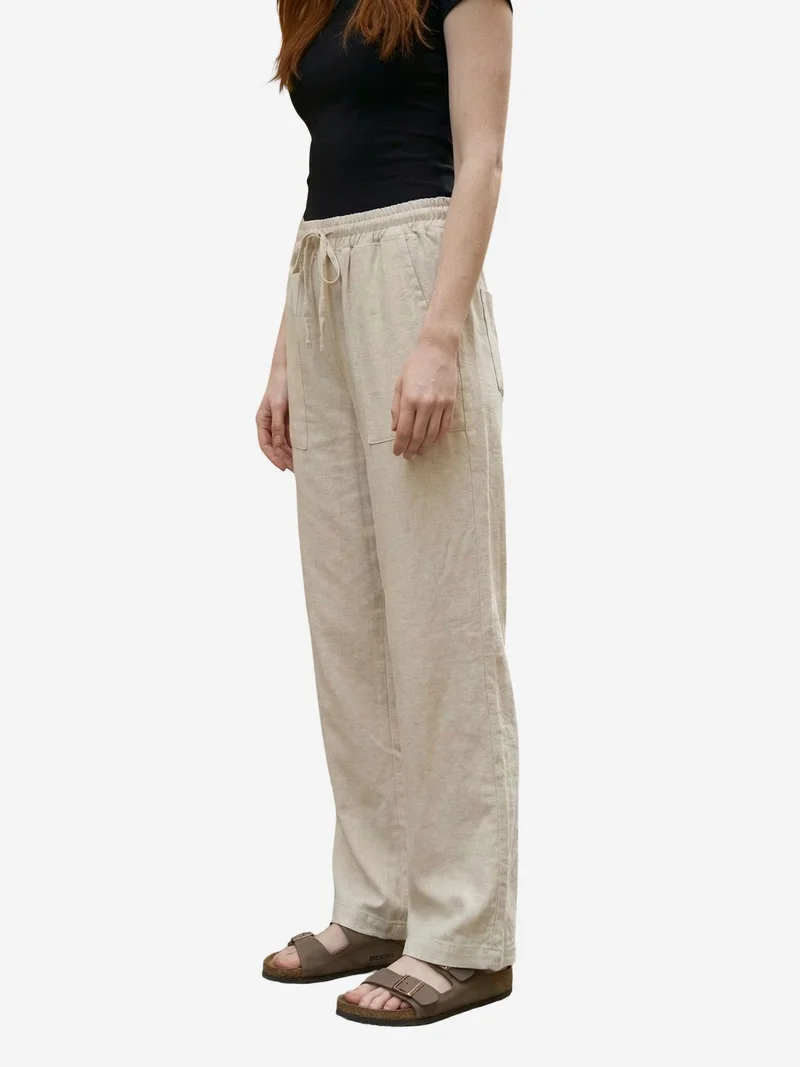 MY FASHION MY FASHION Women's wide-leg linen-blend trousers