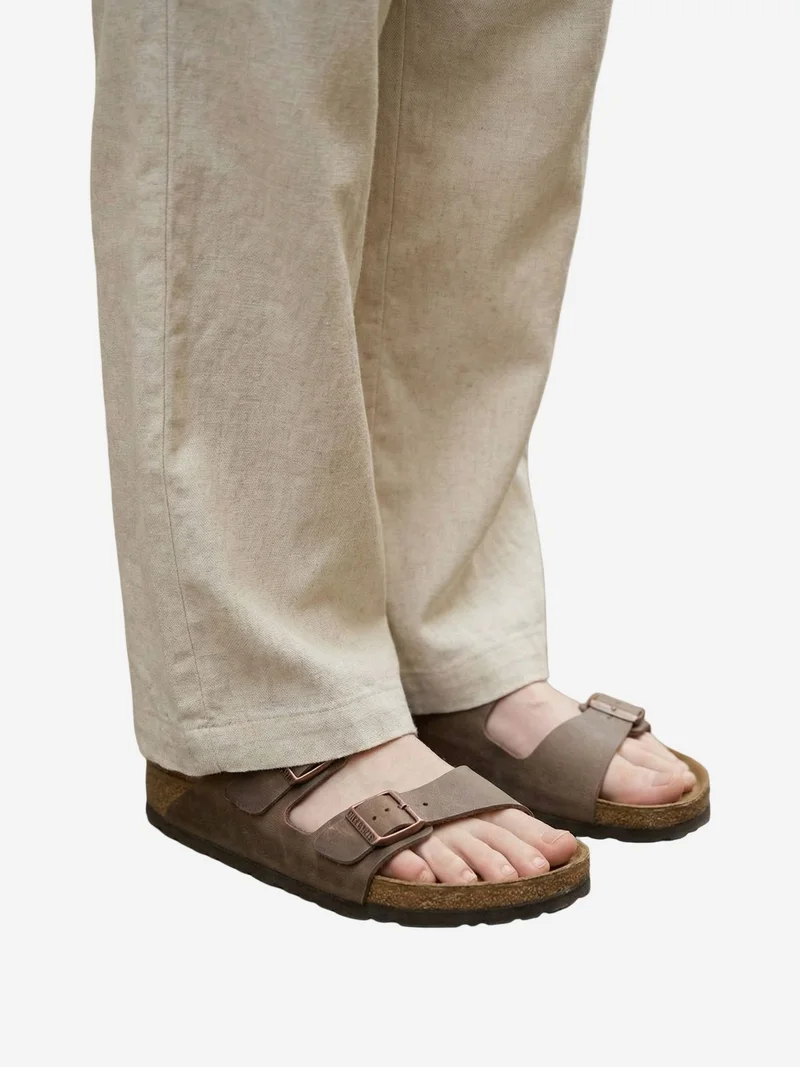 My Fashion Oatmeal Natural MY FASHION Women's wide-leg linen-blend trousers for Women | Best Price UAE