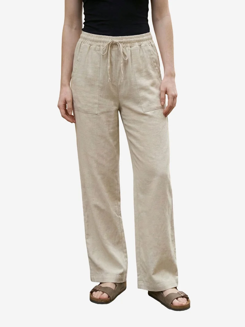 MY FASHION MY FASHION Women's wide-leg linen-blend trousers