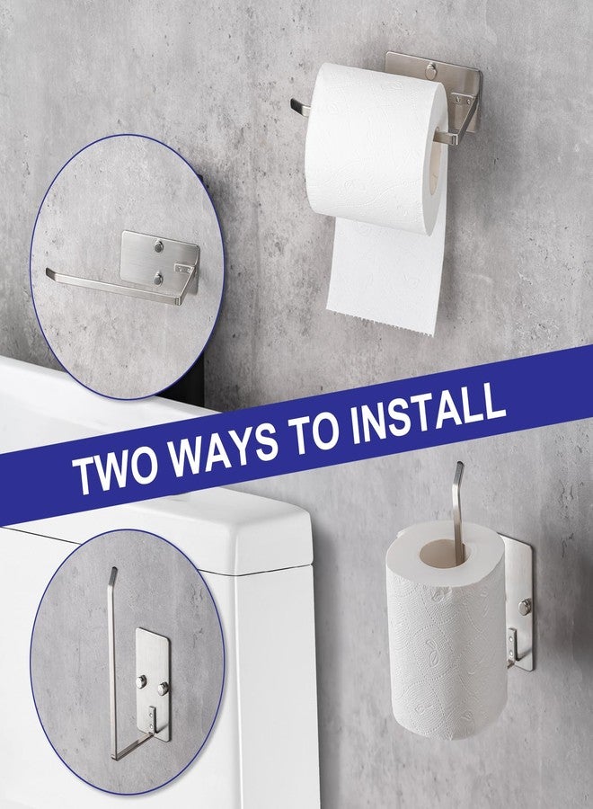 Husfunov Bathroom Toilet Paper Holder 2Pack,Stainless Steel Toilet Roll Holder,Wall Mounted Self Adhesive Paper Stand for Bathroom, Kitchen, Washroom (Silver) - Image 4