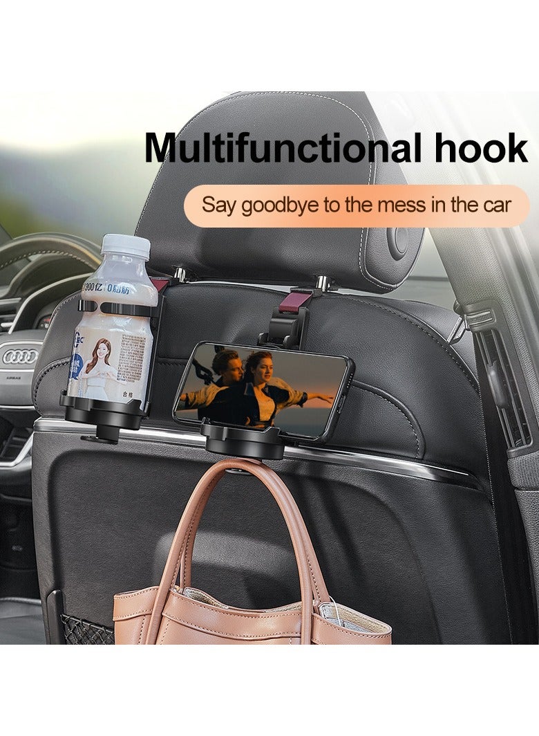 البرتقال ثلاثة في واحد مقعد السيارة مسند الرأس هوك مع محفظة حامل ، حامل الهاتف ، حامل الكأس - Image 2