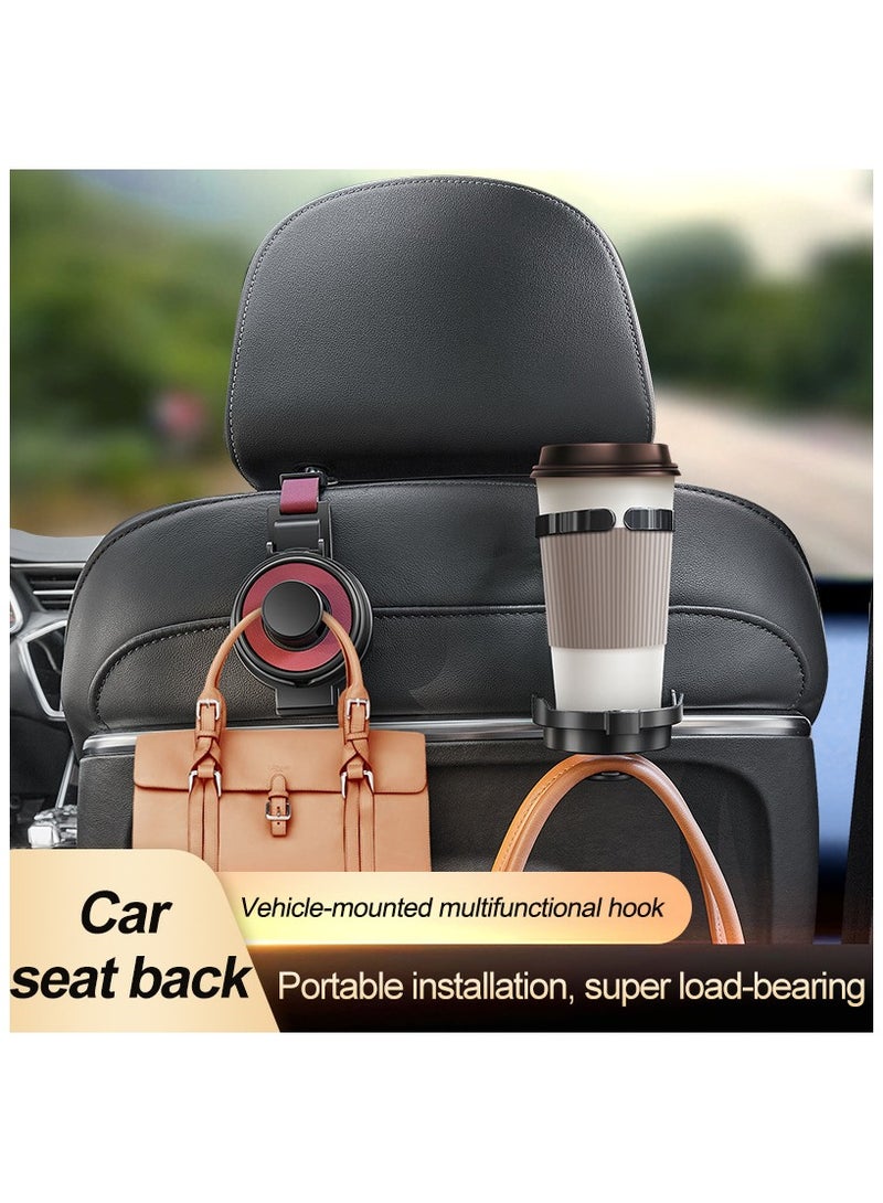 البرتقال ثلاثة في واحد مقعد السيارة مسند الرأس هوك مع محفظة حامل ، حامل الهاتف ، حامل الكأس - Image 3