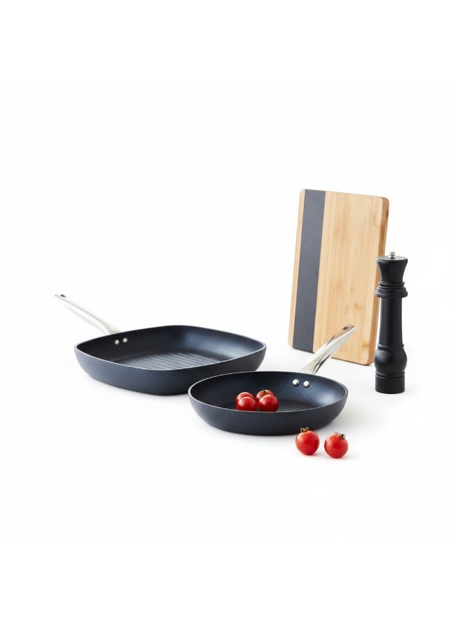 Karaca Biodiamond Set of 2, Master Grill 28 cm + FryPan 26 cm Set -Blue - Image 1