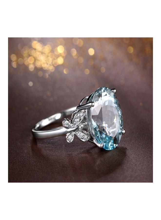 Natural Sea Blue Topaz Butterfly Ring - Image 3