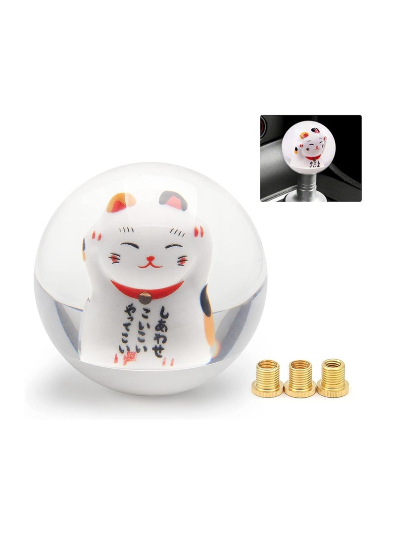 SYOSI - Shift Shifter knob, Universal Manual Lucky Cat Gear Shift Shifter knob, 4 5 6 Speed Round with M81.25, M101.25, M101.5 Adapter, 1 Pcs - Image 1