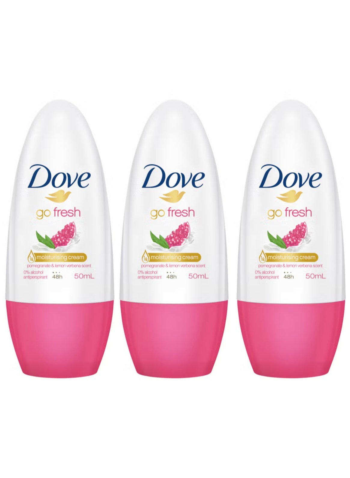 Dove Pack Of 3 Dove Go Fresh Pomegranate Roll On Anti Perspirant Deodorant 50 ml