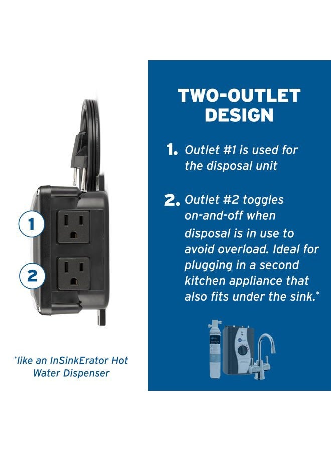 insinkerator STS-OOSN SinkTop Satin Nickel Button Dual Outlet Switch - Image 2