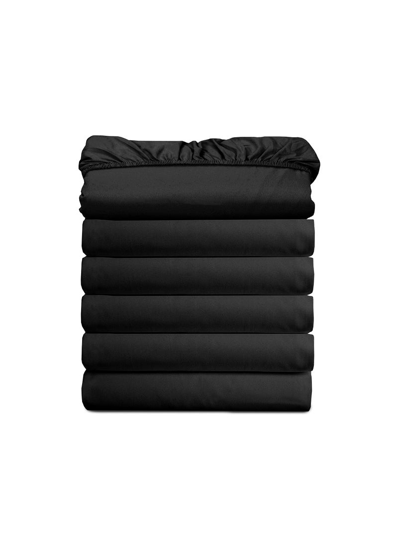 Elegant Comfort (6-Pack) Luxury Fitted Sheets! Premium Hotel Quality Elegant Comfort Wrinkle-Free 1500 Thread Count Egyptian Quality 6-Pack Fitted Sheet with Storage Pockets on Sides  Full Size  Black  - Image 2