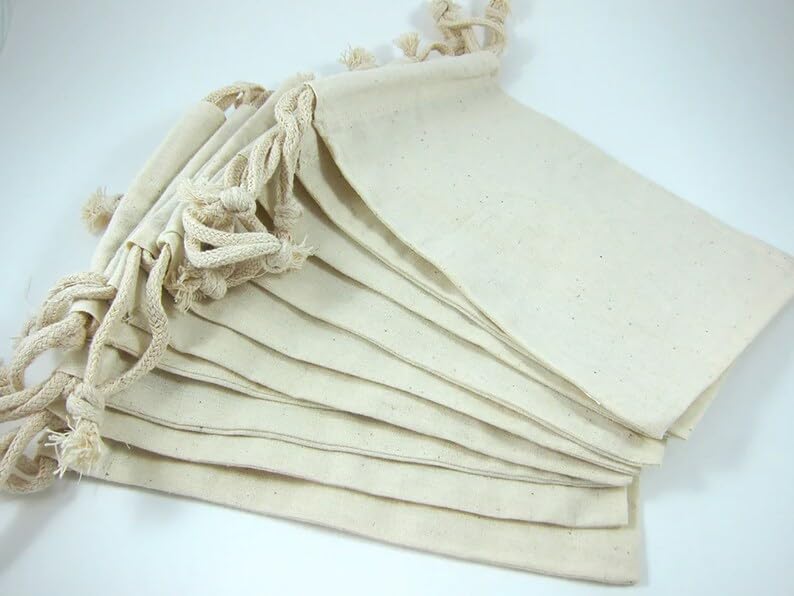 TBF 12 Pack Drawstring Pouches Gift Bags Natural Plain Wholesale Cotton Canvas for Party Favor Jewelry Blank Reusable Pouch Bags Bulk Wholesale 5 x 6 Inches - Image 2
