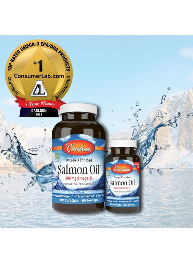 كارلسون - زيت سمك السلمون النرويجي، 500 ملغ من أحماض أوميجا 3 الدهنية، مكمل غذائي لزيت سمك السلمون النرويجي، كبسولات زيت سمك السلمون البري أوميجا 3، مصادر مستدامة، لصحة الدماغ والقلب والمفاصل، 180+50 كبسولة هلامية - Image 3