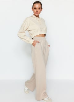 trendyol Stone Premium Soft Fabric Pocket Wideleg/Comfortable Fit Knitted Sweatpants TWOAW24EA00012.  - Image 2