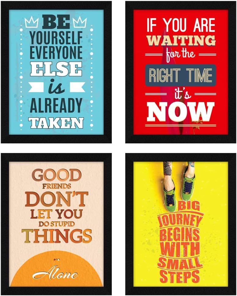 ArtX Motivational Quote Wall Frame Set of 4 - Image 1