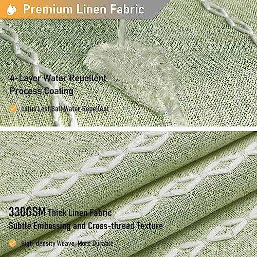 BTTN Sage Green Farmhouse Shower Curtain, Boho Linen Striped Heavy Duty Fabric Shower Curtain Set with Tassel, Bohemian Country Thick Shower Curtain for Bathroom, Wrinkle Free, Water Repellent, 72x72 - Image 4