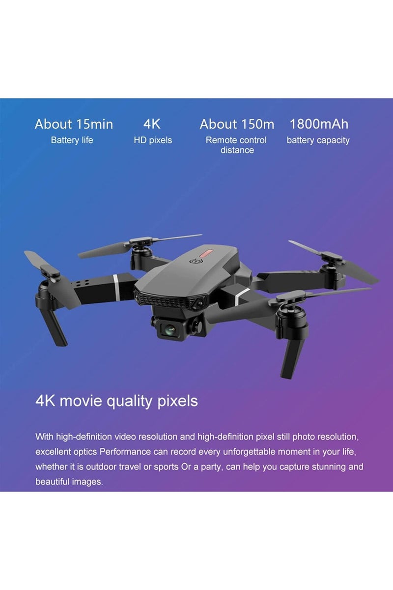 E88 Pro Drone 4k With High Definition Camera WiFi Foldable Drone 2.4G 6 Axis RC Altitude Hold - Black - Image 5