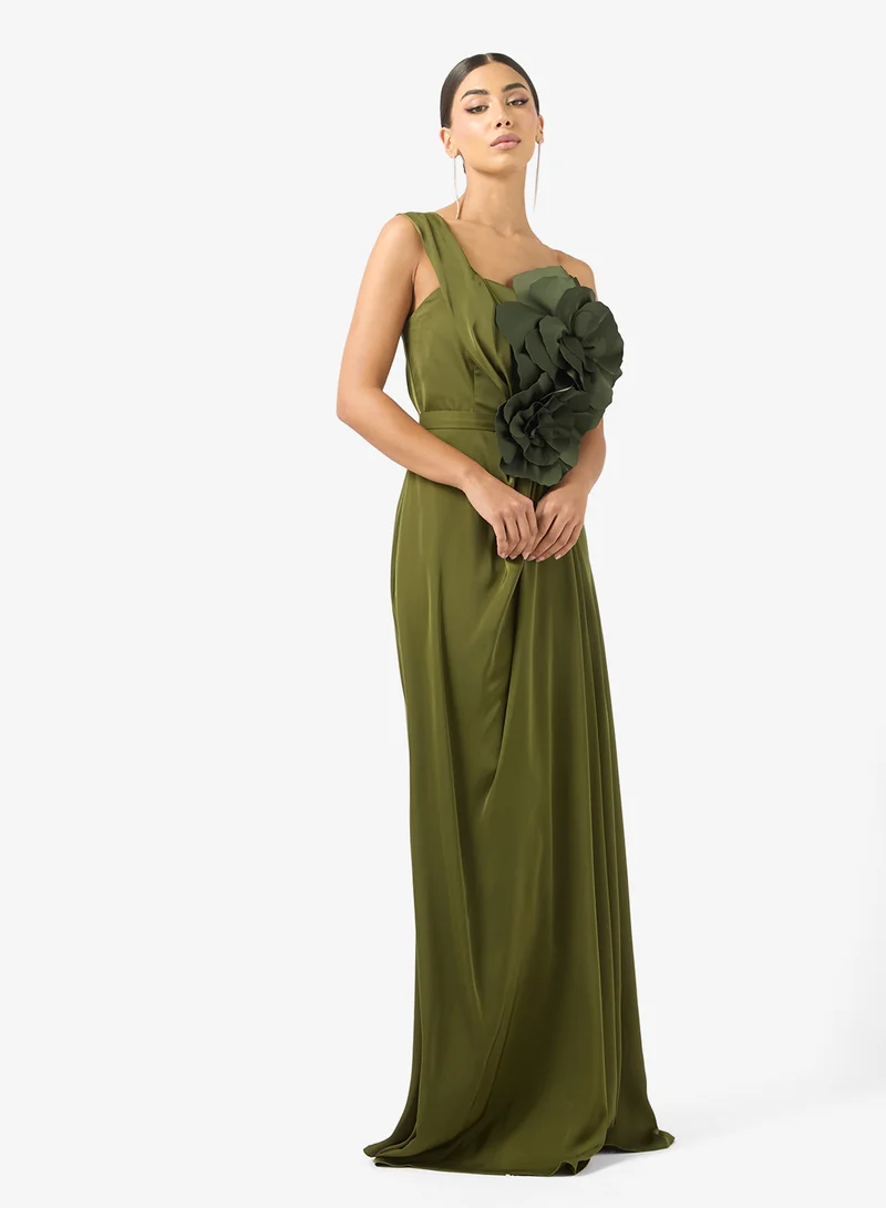 On Shoulder Frill Detail Maxi Dress