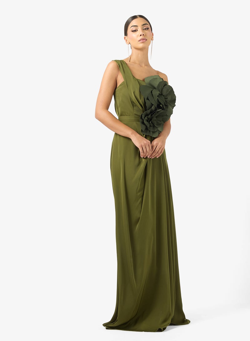 ايرا فستان ماكسي بكتف مكشوف وتفاصيل كشكش - Image 1