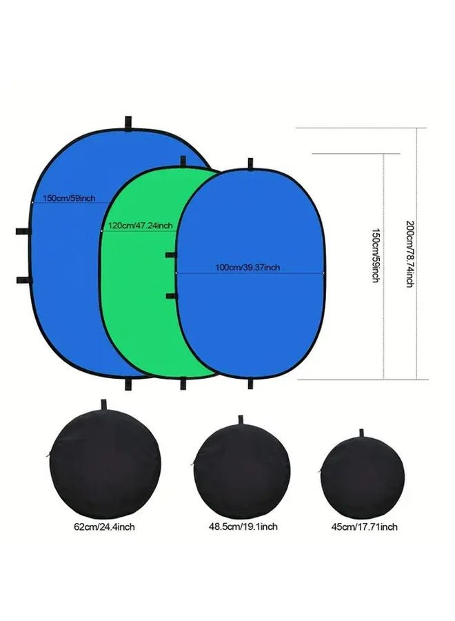 خلفية التصوير القابلة للطي المحمولة باللونين الأخضر والأزرق للبث المباشر ومقابلات الفيديو - Image 3
