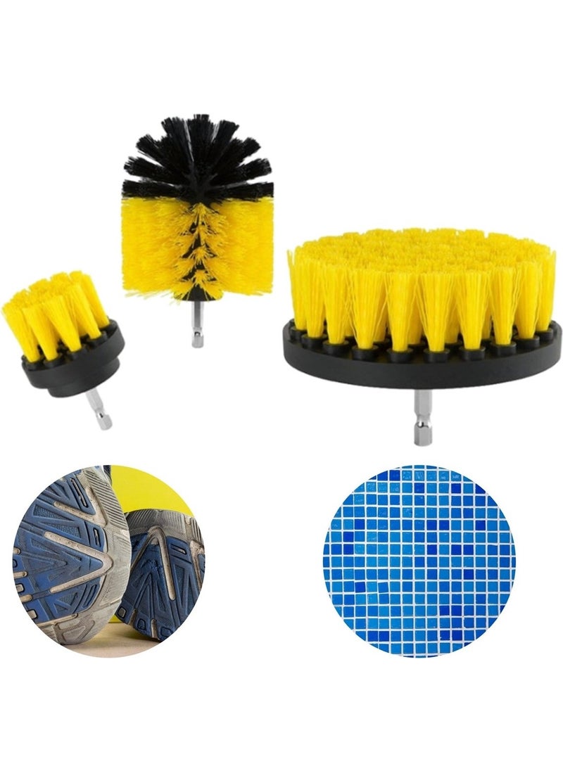 Hosell - 3-Piece Drill Bit Bathroom Bathtub Shower Cabin Car Wheel Seat Washing Cleaning Brush Set - Image 1