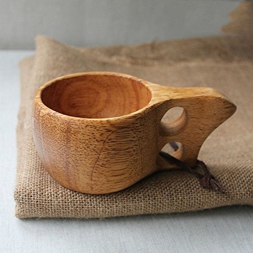 JUSPRO Nordic Style Handmade Finnish Kuksa Ancient Lapland Finland Style Wooden Cup (Classic-2 Holes) - Image 2
