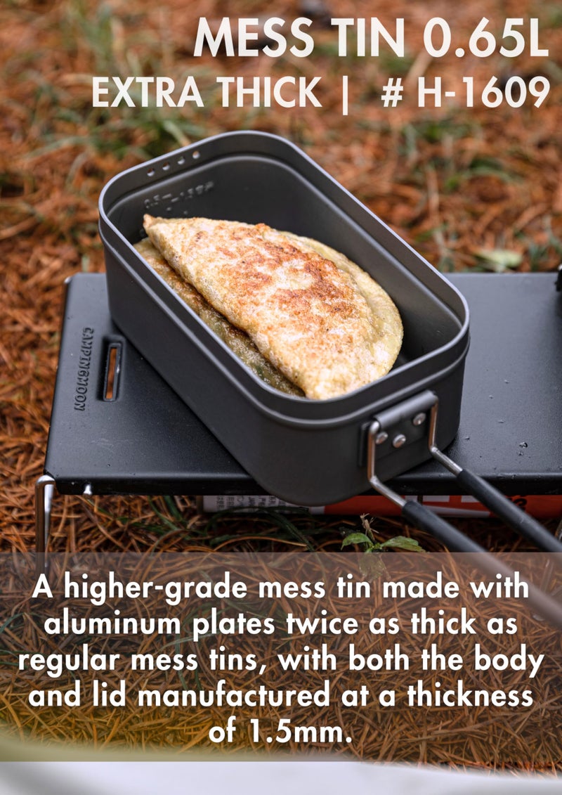 camping moon CAMPINGMOON Mess Tin 0.65L Aluminium Camping Cookware Extreme Thick Gray H-1609 - Image 2