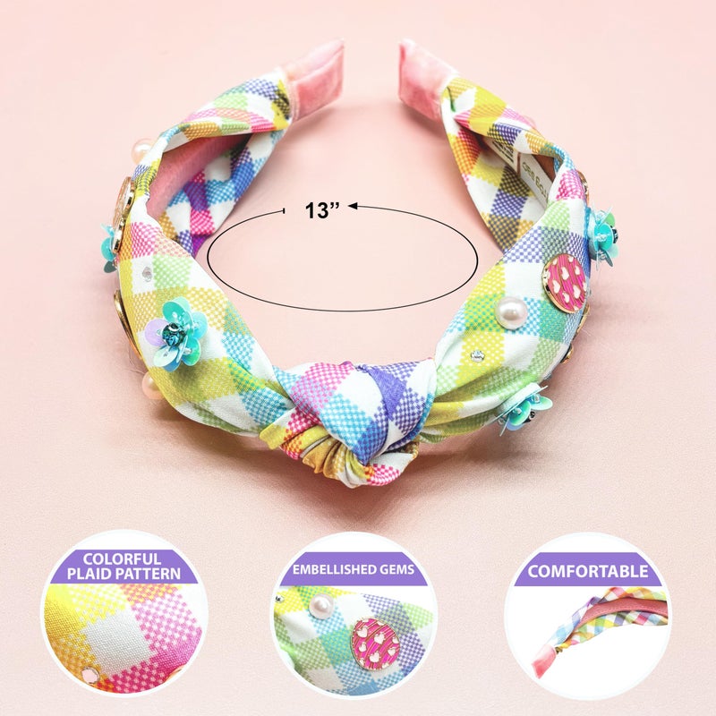 FROG SAC Knot Headband for Girls, Knotted Headbands for Toddler Kids, Rainbow Beaded Unicorn Hair Accessories, Halloween Christmas Stocking Easter Basket Stuffers (Pink,Purple,Yellow,Blue,Green) - Image 4