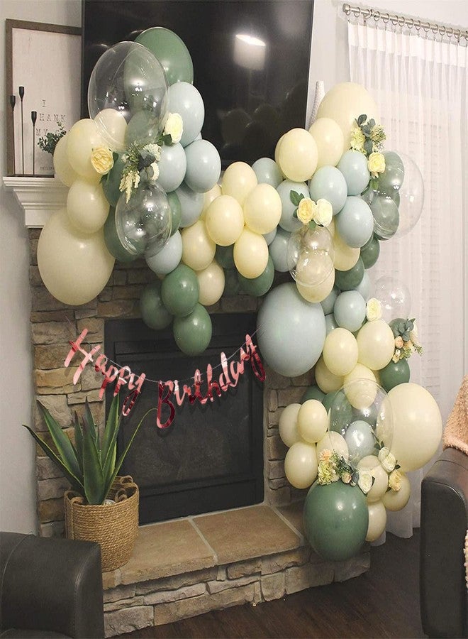 Hemito 64 Pieces Happy Birthday Decoration Kit Yellow Grey Green Balloon with Paper Birthday Banner, Confetti Balloons |Birthday Decoration Item - Image 1