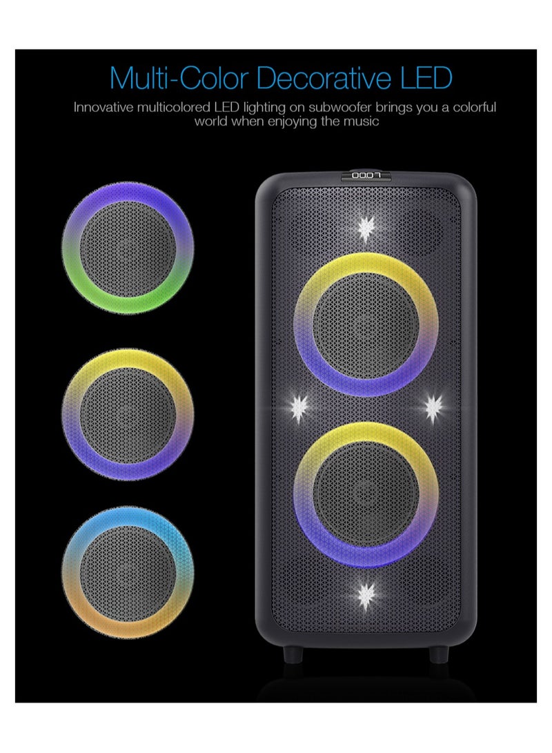 F&D PA300 100 Watt Party Bluetooth Trolley Speaker With Multi Color Decorative LED Lights\ Wireless Mic\Remote Control/FM Radio /Aux in/USB/Optical - Image 5