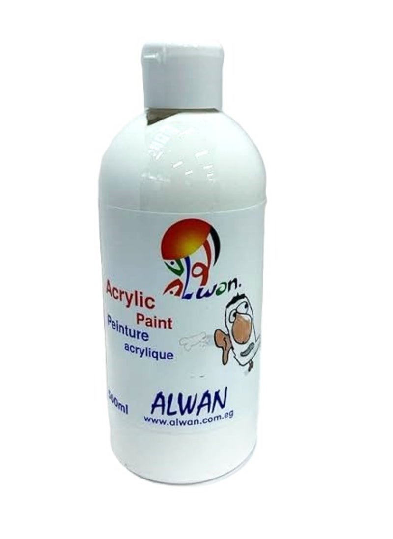 Alwan Alwan Acrylic Color Bottle for Painting-500Ml - 101 White Blanc 