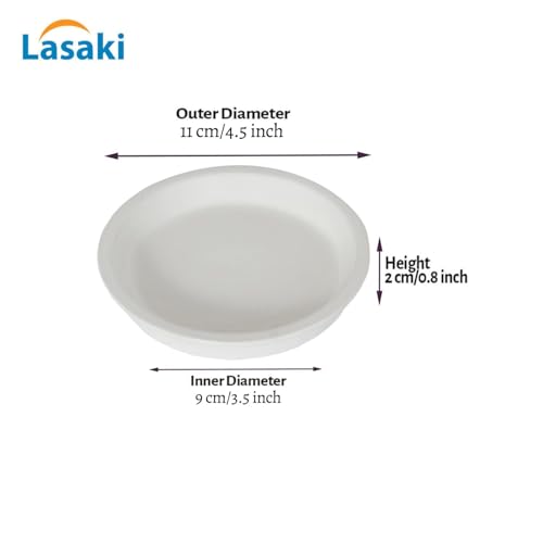 Lasaki Round White Ceramic Bottom Tray/Plate for Planter (3.5-inch, Set of 2) R3.5 | Dripping Tray for Pots & Succulents | Indoor & Outdoor Planters Home Garden Décor | Plants Not Included - Image 3