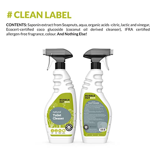BubbleNut Wash Toilet Bowl Cleaner Liquid - Natural, Organic, Septic Safe, Fumes free, Biodegradable, Remover of Limescale , Yellow Stain from Hard Water, For Home and Office, Lime scale Descaler for Bathrrom Floor (500 ml X 2) - Image 5