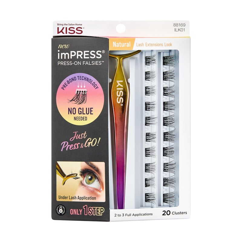 Impress رموش كيس imPRESS الصناعية، مجموعات الرموش، 'طبيعي'، 12 مم، تشمل 20 مجموعة، 1 أداة تطبيق، صديقة لعدسات الاتصال، سهلة التطبيق، رموش قابلة لإعادة الاستخدام - Image 1