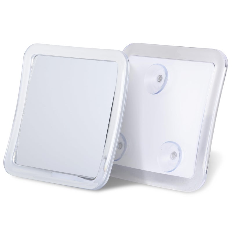 Mirrorvana Small Travel Shower Mirror - Fogless Shower Shaving Mirror with Triple Suction Cups, Anti-Fog & Shatterproof Stick On Shave Mirror for Bathroom and Travel - 5.3" x 5.3" - Image 1