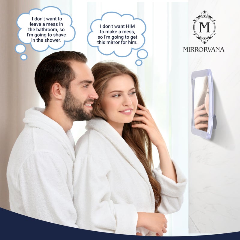 Mirrorvana Small Travel Shower Mirror - Fogless Shower Shaving Mirror with Triple Suction Cups, Anti-Fog & Shatterproof Stick On Shave Mirror for Bathroom and Travel - 5.3" x 5.3" - Image 5