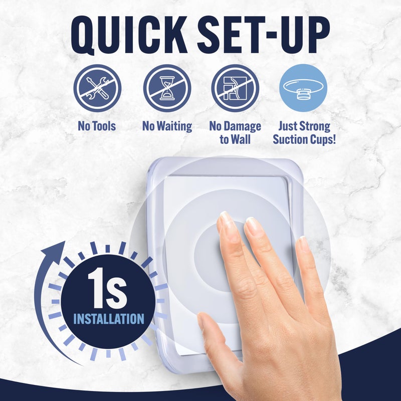 Mirrorvana Small Travel Shower Mirror - Fogless Shower Shaving Mirror with Triple Suction Cups, Anti-Fog & Shatterproof Stick On Shave Mirror for Bathroom and Travel - 5.3" x 5.3" - Image 2