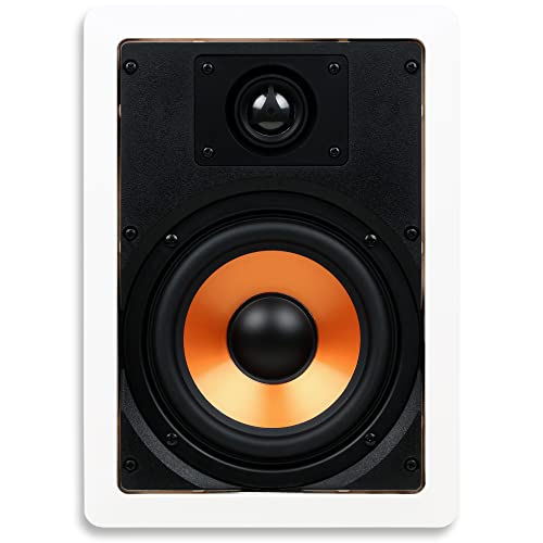Micca M-6S 2-Way in-Wall Speaker, 7.3"(W) by 10.7"(H) Cutout, Home Theater, Whole House Audio, Indoor or Covered Outdoor, 6.5" Woofer, 1" Tweeter, White, Paintable, Each - Image 1