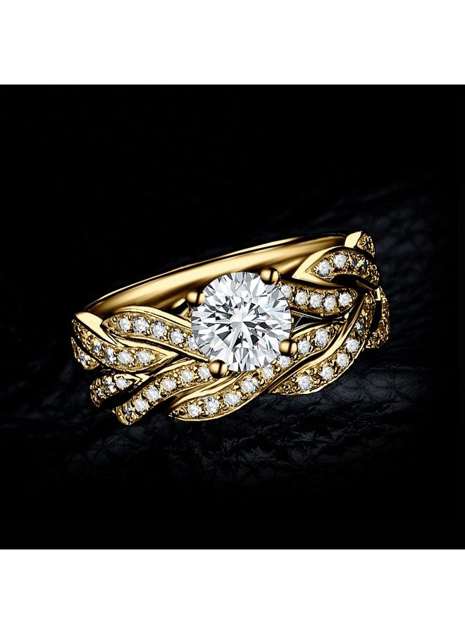 JewelryPalace Infinity 1.5Ct Cubic Zirconia Engagement Rings For Women, 14K Yellow Gold Plated 925 Sterling Silver Promise Rings For Her, Anniversary Simulated Diamond Wedding Bands Ring Set Size 10.5 - Image 2