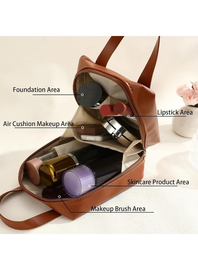Pranjal MegaDeals Travel Makeup Bag Cosmetic Organizer for Women, Portable Skincare Bag for Traveling, Waterproof PU Leather Make up Tote Bag Makeup Bag, Travel Bag (Multicolor) - Image 5