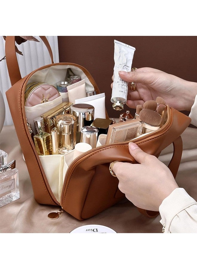 Pranjal MegaDeals Travel Makeup Bag Cosmetic Organizer for Women, Portable Skincare Bag for Traveling, Waterproof PU Leather Make up Tote Bag Makeup Bag, Travel Bag (Multicolor) - Image 2