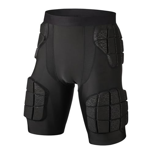 surlim 5Pad Football Compression GirdleShorts Football Padded Shorts Football Girdle Hip and Thigh Protector Black Medium - Image 1
