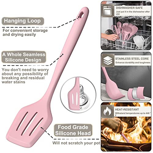 AIKKIL Silicone Cooking Kitchen Utensil Set, AIKKIL 43 Pcs Pink Cooking Utensils Set, Turner, Tongs, Spoon, Spatula, Kitchen Gadgets Tools Set For Nonstick Cookware, Heat Resistant (Dishwasher, BPA Free) - Image 3
