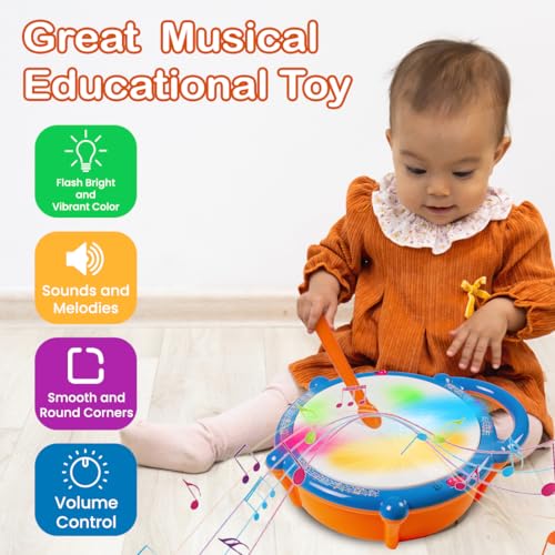 Gooyo GY-168-32 Flash Drum Toy with 3D Lights & Sounds | Dynamic Musical Instrument Toy for Kids | Flash Drum Toy for Gifts | Blue | 3xAA Battery (Not Included) - Image 3