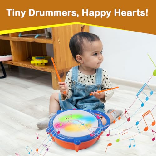 Gooyo GY-168-32 Flash Drum Toy with 3D Lights & Sounds | Dynamic Musical Instrument Toy for Kids | Flash Drum Toy for Gifts | Blue | 3xAA Battery (Not Included) - Image 5