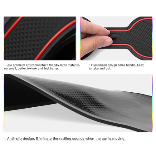 SKTU Upgrade Door Slot Mat for 2024 2025 2026 Ford Ranger Door Groove Gate Pad Ford Ranger 2024 2025 2026 Accessories 17Pcs Fit 2024 2025 2026 Ranger Raptor Door Compartment Console Liners (Red) - Image 4