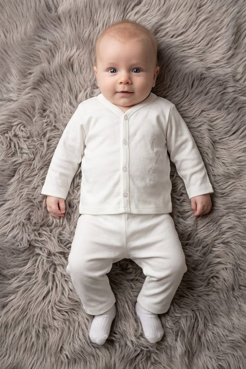 POPEES Toddlers Boy 2 Pieces Embroidered Top And Bottom Set, White - Image 1